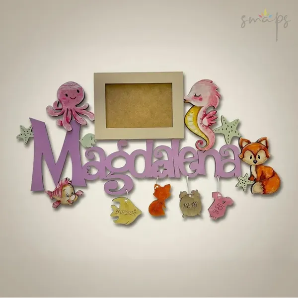 Poklon ram za sliku sa imenom i motivima životinja za djecu