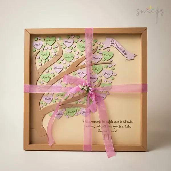 Poklon ram za učiteljicu sa imenima djece kao listovima stabla