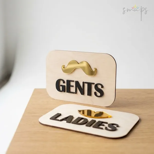 Info grafika za muski i zenski toalet od pleksiglasa i sperploce