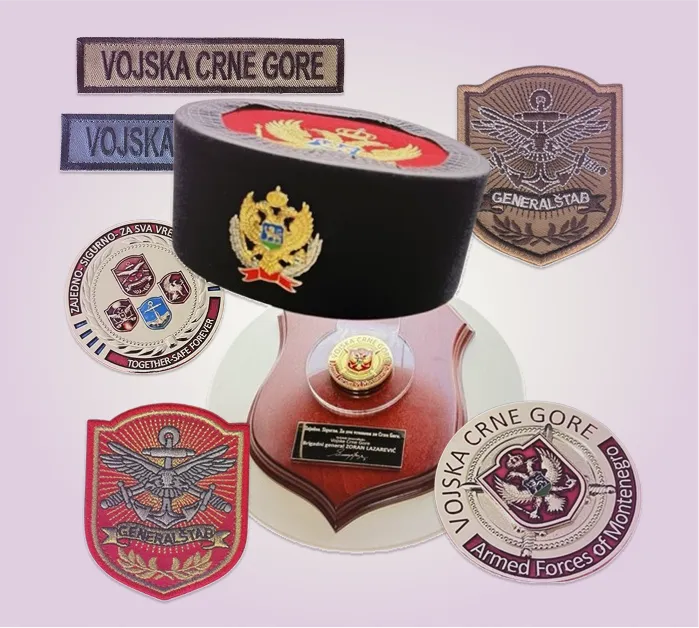 Unikatni metalni koini, vezene oznake i plakete rađene za Ministarstvo Odbrane Crne gore